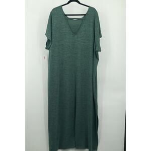 Torrid Super Soft 4 Plus Size Sleep Maxi Night Dress Green V-Neck Side Slits